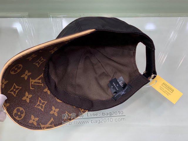 LV新品男士帽子 路易威登印花綢緞老花拼接鴨舌帽棒球帽  mm1365